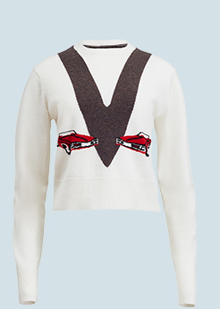 Khaite - Mavis Red Convertible Jacquard Cashmere Sweater