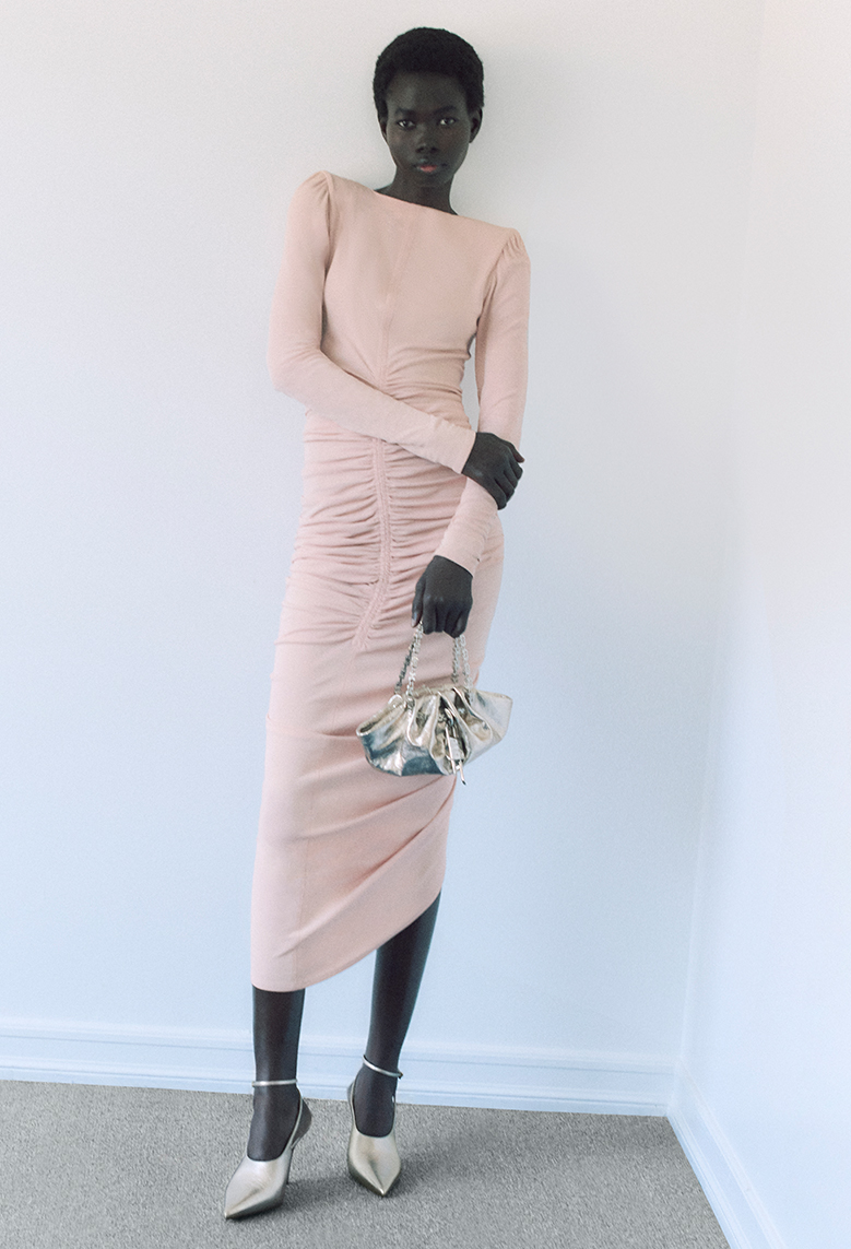 Model Wears Givenchy - Ruched Body-Con Dress
