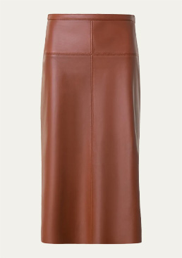 Akris - Tonal Top Stitch Leather Skirt