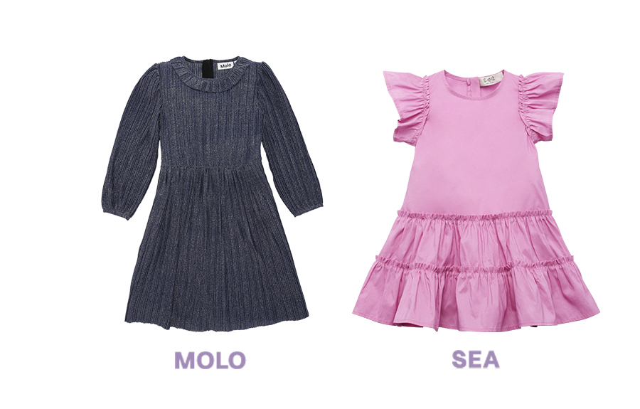 Molo - Girl's Coralia Knitted Dress and Sea - Girl's Diana Taffeta Short-Sleeve Dress - Shop Gifts For Kids