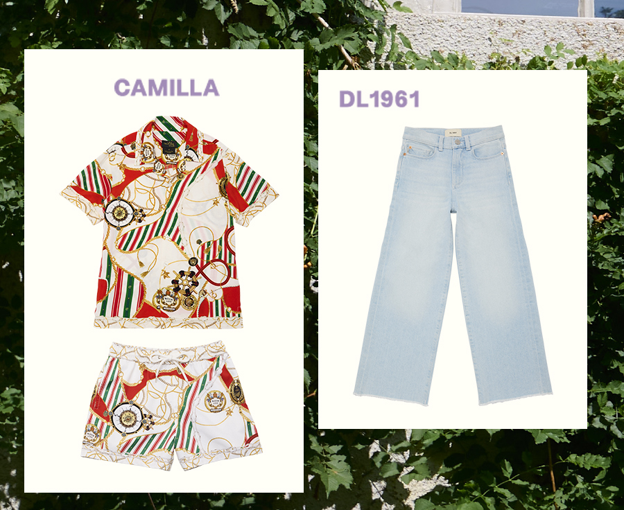 Camilla - Boy's Printed Button Down Shirt, Boy's Printed Board Short and DL1961 Girls' Lily High Rise Wide Leg - Shop Gifts For Kids