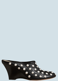 Khaite - Apollo Stud Leather Wedge Mules