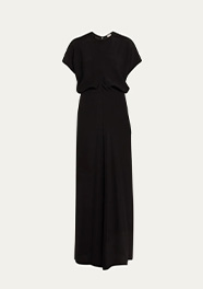 Toteme - Satin Maxi Dress with Slouch Waist Detail