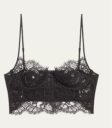 Kiki De Montparnasse Camille Scalloped Lace Longline Bra - Black