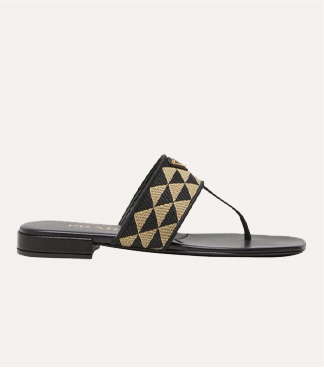 Prada - Triangle Jacquard Flat Thong Sandals
