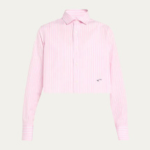 HOMMEGIRLS - Pinstripe Cropped Button Down Shirt