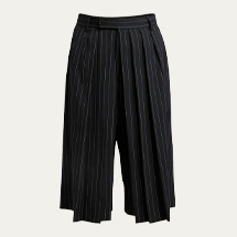 SETCHU - Stripe Pleated Hakama Crop Wool Pants