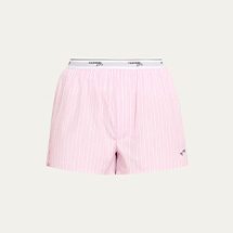 HOMMEGIRLS - Pinstripe Logo-Band Boxer Pajama Shorts