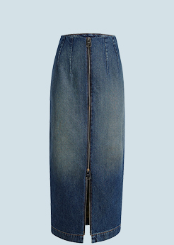 Khaite - Ruly Zip-Front Midi Denim Skirt