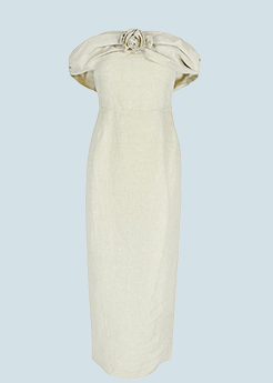 Bernadette - Serena Off-Shoulder Rosette Linen Dress