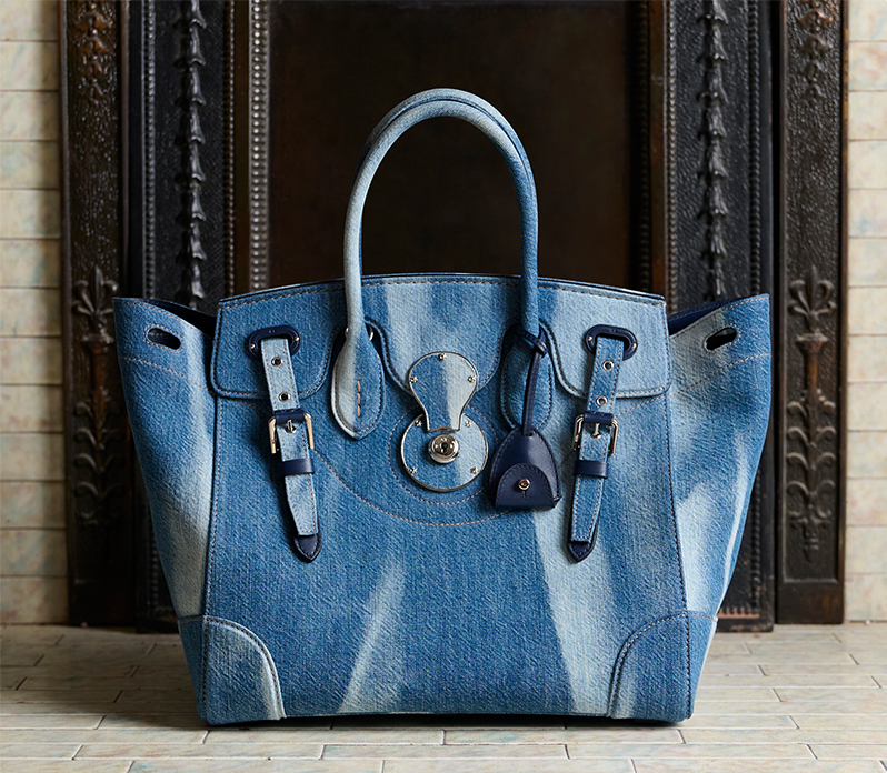 Ralph Lauren - Ricky 33 Faded Denim Top-Handle Bag