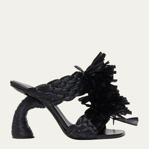 Dries Van Noten - Raffia Fringe Dual-Band Slide Sandals