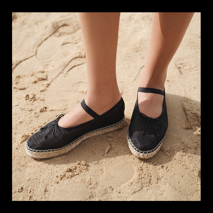 Model Wears Loeffler Randall - Kayla Mesh Bow Ballerina Espadrilles