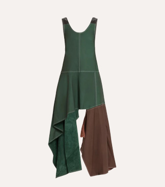 Zomer - Artemisia Bicolor Asymmetric Midi Leather Dress