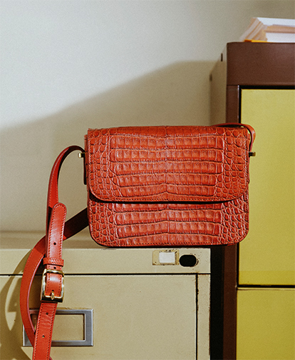 MARIA OLIVER - Audry Crocodile Flap Crossbody Bag