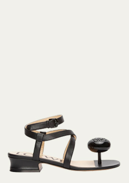 Loewe - Calle Pebble Leather Toe-Post Sandals