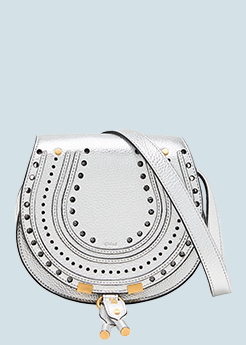 Chlo - x High Summer Marcie Metallic Leather Saddle Crossbody Bag