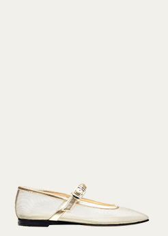 Le Monde Beryl - Mesh Metallic Mary Jane Ballerina Flats