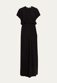 Toteme - Satin Maxi Dress with Slouch Waist Detail