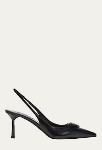 Prada - Leather Padded Logo Slingback Pumps
