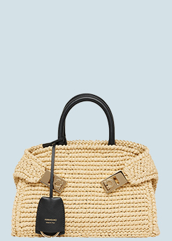 FERRAGAMO - Hug Mini Crochet Raffia Top-Handle Bag