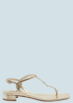 VALENTINO GARAVANI - VLogo Metallic Slingback Thong Sandals