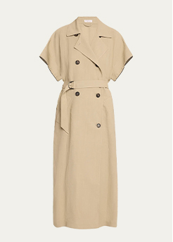 BRUNELLO CUCINELLI - Cotton Canvas Cargo Coat Dress with Monili Trim