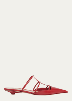 VALENTINO GARAVANI - Rockstud Leather T-Strap Ballerina Mules