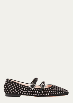 ROGER VIVIER - Studded Dual Buckle Ballerina Flats