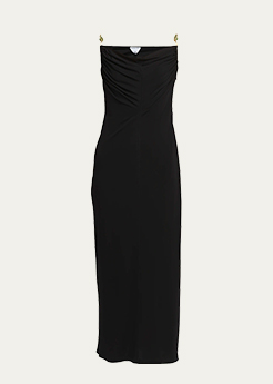BOTTEGA VENETA - Matte Crepe Jersey Midi Dress with Embellished Hardware Straps