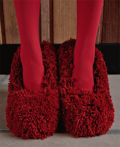 Model wears Loewe - Toy Shaggy Rug Stiletto Pumps