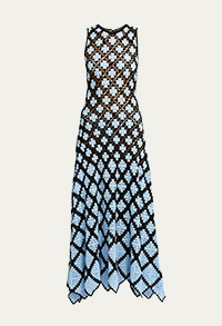 ULLA JOHNSON Ianna Sleeveless Crochet Midi Handkerchief Dress