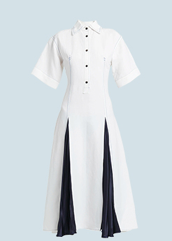 FERRAGAMO - Long Bicolor Paper Viscose Toile Godet Dress