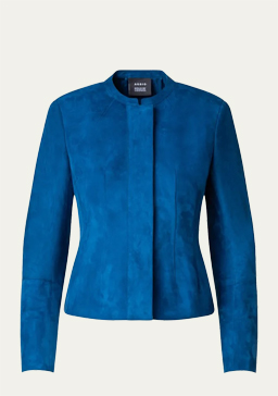 AKRIS - Aniella Suede Fitted Jacket, Blue