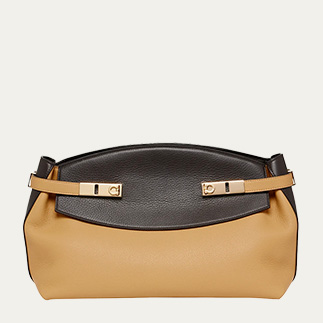 FERRAGAMO - Hug Colorblock Leather Clutch Bag