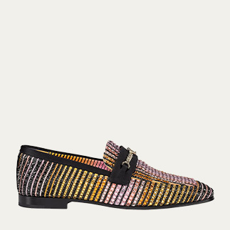 CHRISTIAN LOUBOUTIN - MJ Aftersun Strass Chain Red Sole Loafers