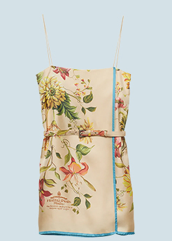 Prada - Floral Belted Silk Twill Mini Dress