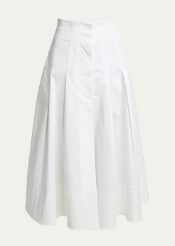 PROENZA SCHOULER - Moore Pleated Organic Cotton Twill Suiting Midi Skirt