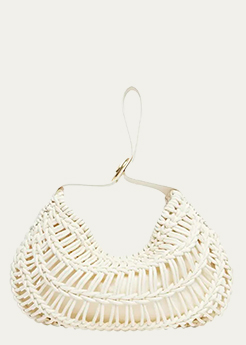 VALENTINO GARAVANI - Medium VLOGO Knotted Crochet Hobo Bag
