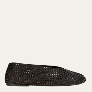 KHAITE - Marcy Crystal Stud Silk Ballerina Flats