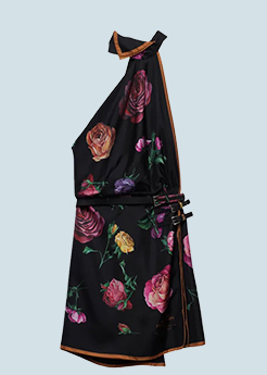 Prada - Silk Twill Floral-Print Backless Halter Mini Dress