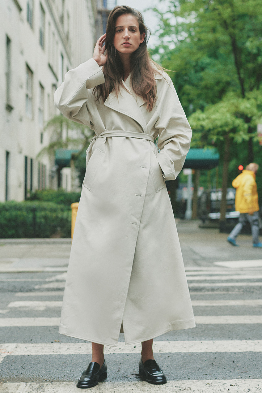 Model wears Vince Trench Coat
