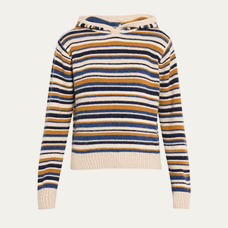 The Elder Statesman  - Vista Striped Cashmere Hoodie