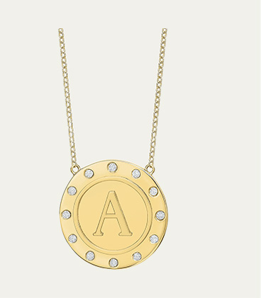 Tracee Nichols - 14K Gold Initial Token Necklace with Diamonds