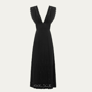 Posse - Amelia Embroidered Cotton Sleeveless V-Neck Midi Dress