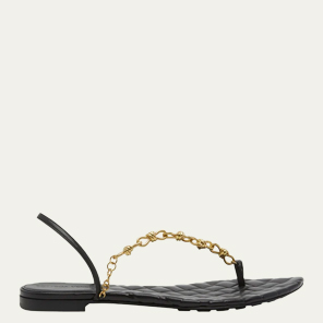 Bottega Veneta - Leather Chain Toe-Ring Flat Sandals