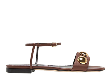 Manolo Blahnik - Leather Dome Stud Ankle-Strap Sandals