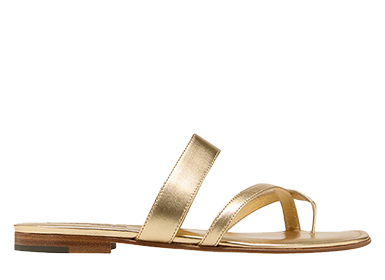 Manolo Blahnik - Susa Metallic Crisscross Flat Sandals