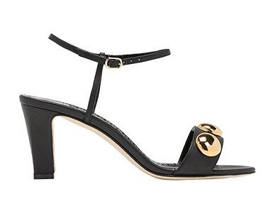 Manolo Blahnik - Leather Dome Stud Ankle-Strap Sandals
