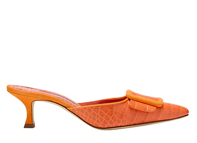 Manolo Blahnik - Maysale Croco Buckle Mule Pumps